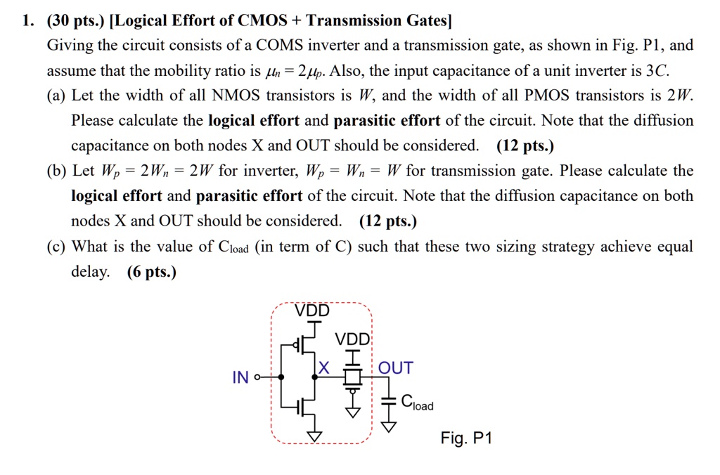 SOLVED Giving the circuit consists of a CMOS inverter and a