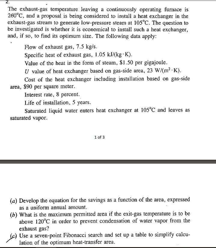 SOLVED The exhaust gas temperature leaving a continuously operating