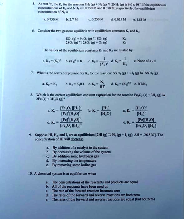Solved At S00 A The Kfor Ttxc Neikction Jh N Znh 0j66 0x 40 Hthe Cquilibrium Concentntions Of H Ard Nh Are 0 250 M And 0 050 M Rexpecticly Thc Cquilitnium Coneentrtion Ofn 0 750 M