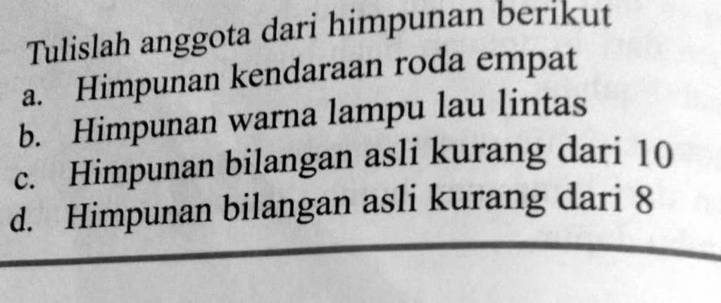 SOLVED: Tulislah Anggota Dari Himpunan Berikut Ini Dari Himpunan ...