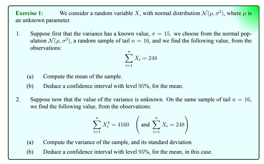 SOLVED: Exercise I: We consider a random variable X with normal ...