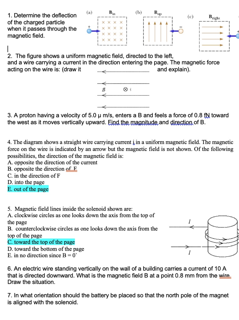 1 determine the deflection of the charged particle when it passes through the magnetic field night the figure shows a uniform magnetic field directed to the left and a wire carrying a curren 33311