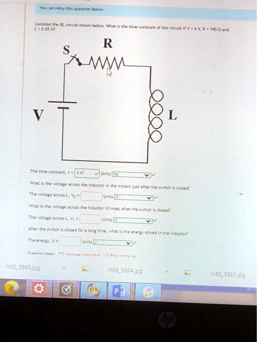 SOLVED: Consider the RL circuit shown below. What is the value of R ...