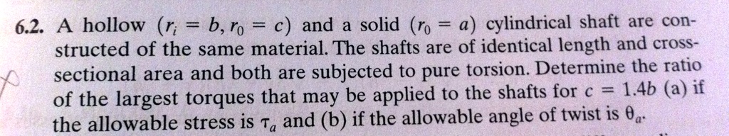SOLVED: 6.2. A hollow rib, ro = c, and a solid ro = a cylindrical shaft ...