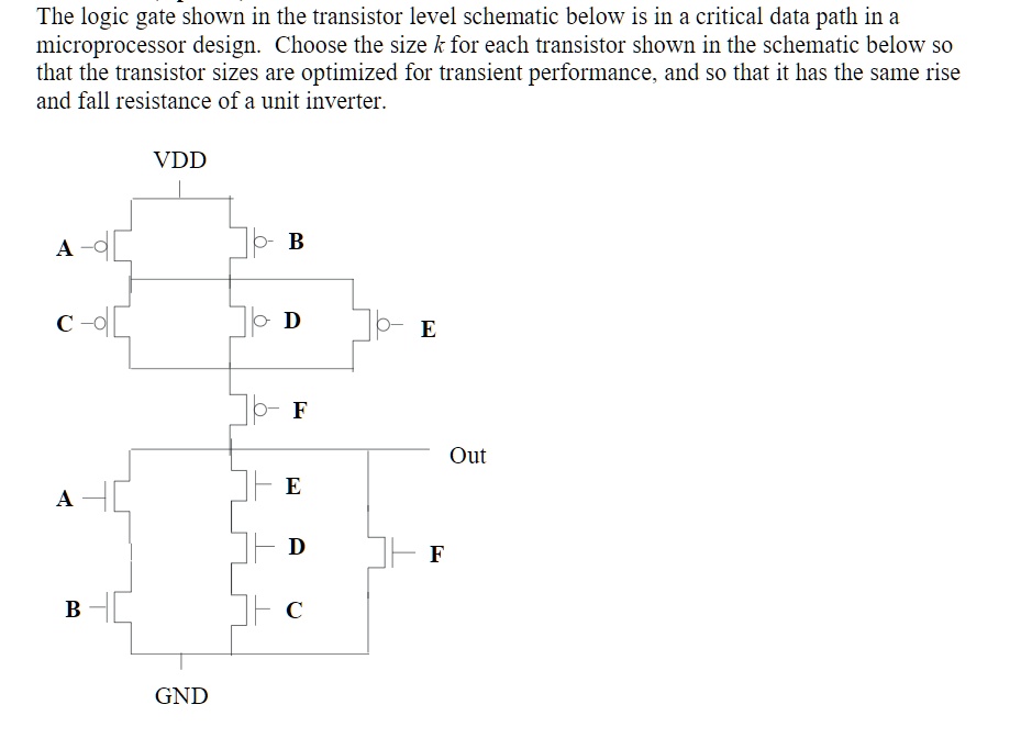 SOLVED The logic gate shown in the transistor level schematic below is in a critical data path