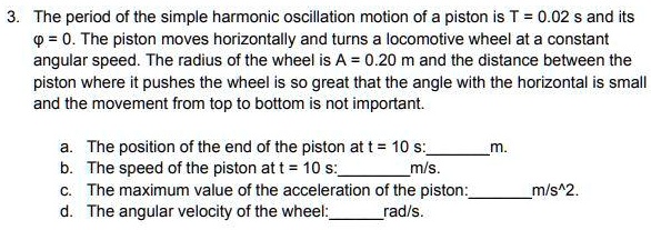 SOLVED: The period of the simple harmonic oscillation motion of a ...
