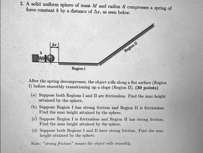 Solved There S No Incline Angle A Solid Uniform Sphere Of Mass M And Radius R Compresses A