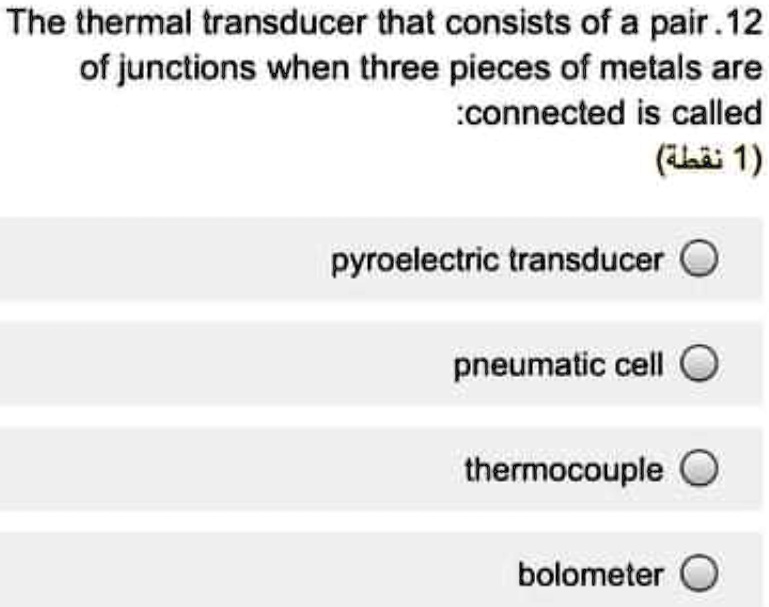 SOLVED The thermal transducer that consists of a pair 12 of junctions