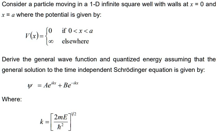 SOLVED: Consider A Particle Moving In A 1-D Infinite Square Well With ...