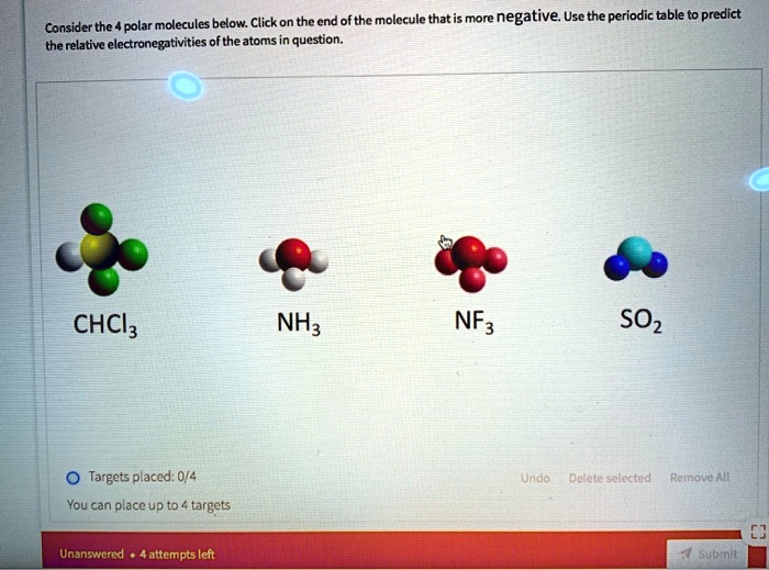 SOLVED The 4 polar molecules below. Click on the end of the molecule
