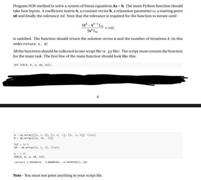 SOLVED: Please do the code in Python. Program the SOR method to solve a ...