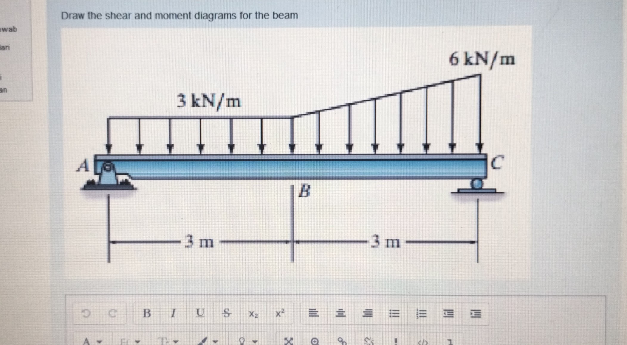 Draw the shear and moment diagrams for the beam