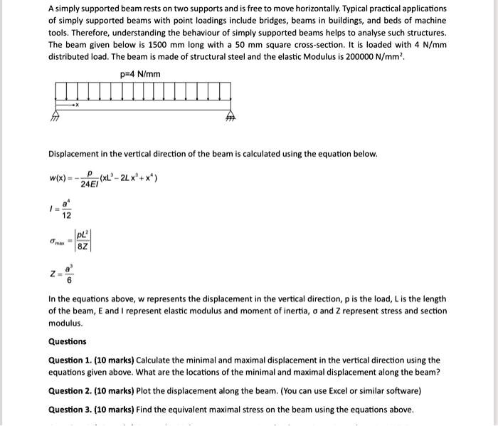 Point Load Question SOLVED: of simply supported beams with point loadings include bridges ...