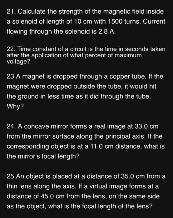 SOLVED21. Calculate the strength of the field inside a