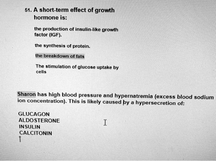 SOLVED: A short-term effect of growth hormone is: - the production of ...