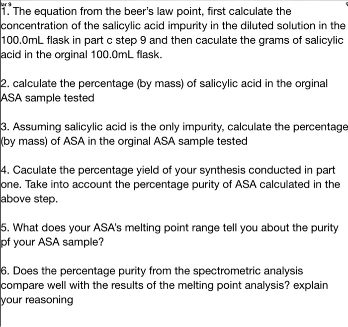 SOLVED The equation from the beer's law point; first calculate the