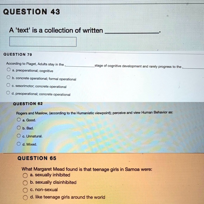 SOLVED QUESTION 43 A text is a collection of written QUESTION