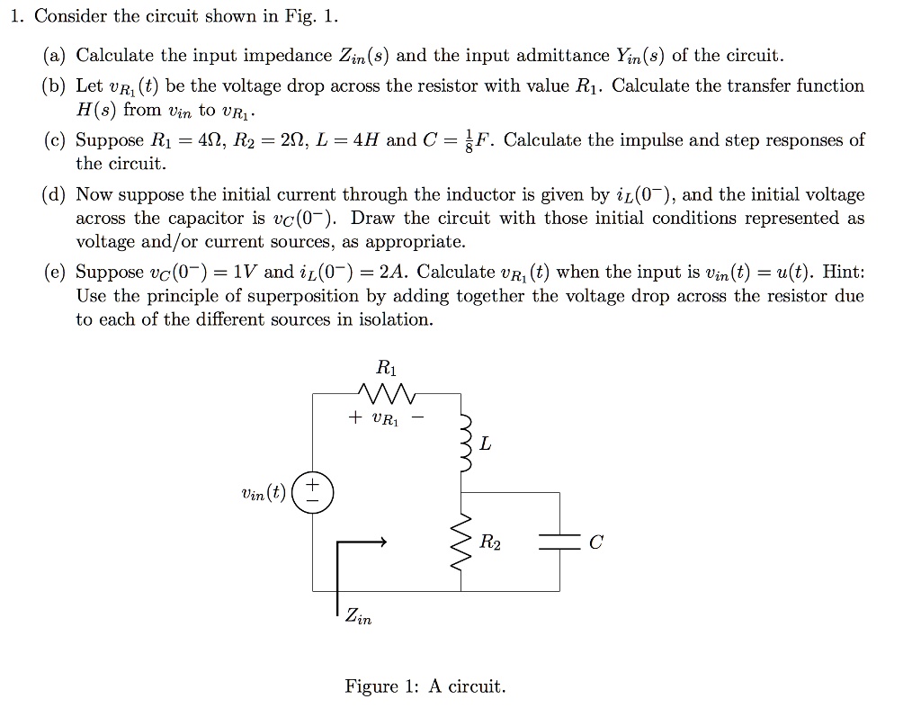 SOLVED Consider The Circuit Shown In Fig. 1. (A) Let VR1 (t) Be 