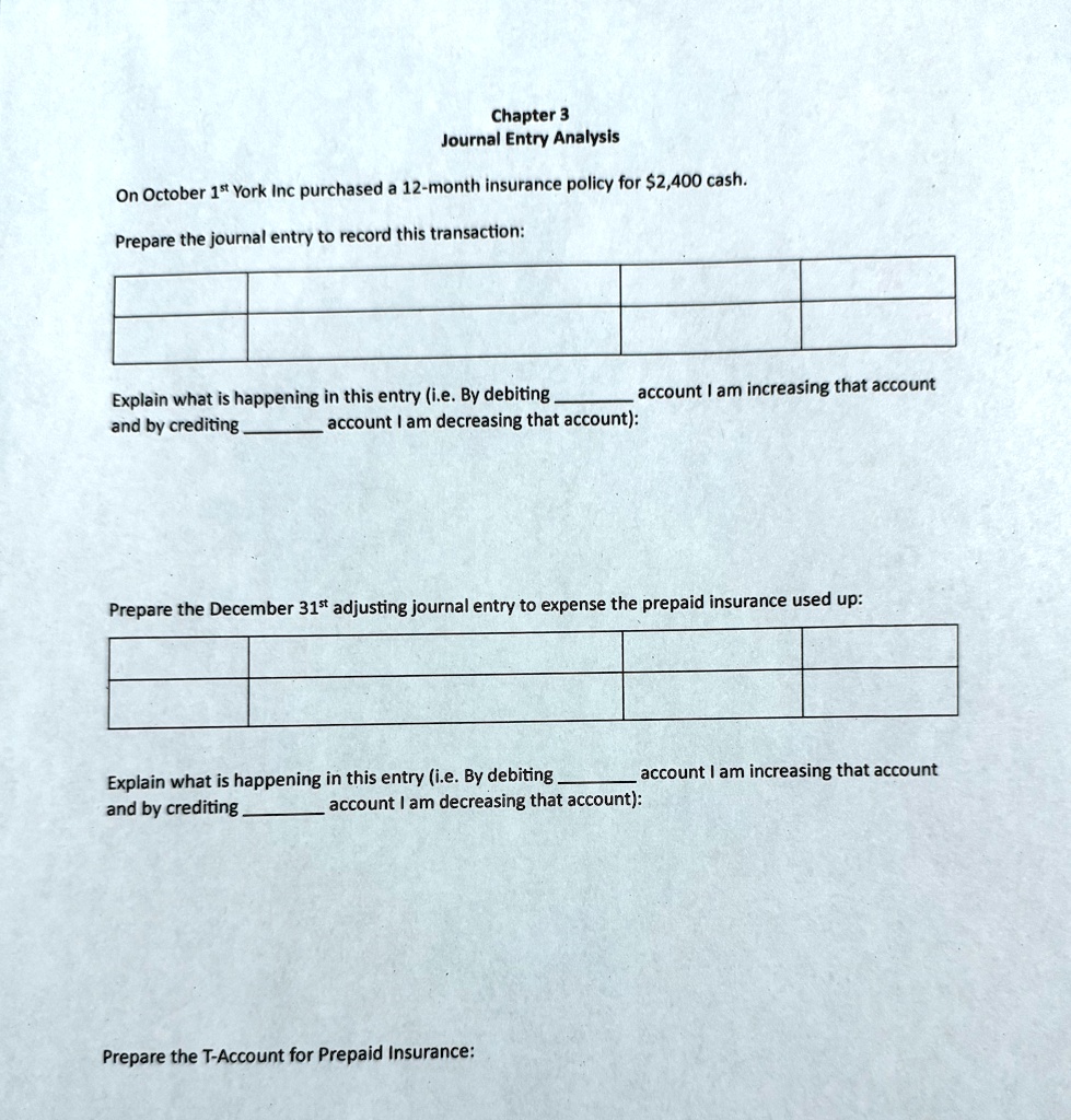 Chapter 3 Journal Entry Analysis On October 1st York Inc...
