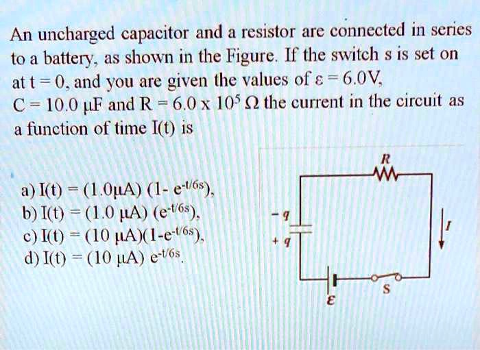 SOLVED An uncharged capacitor and a resistor are connected in series