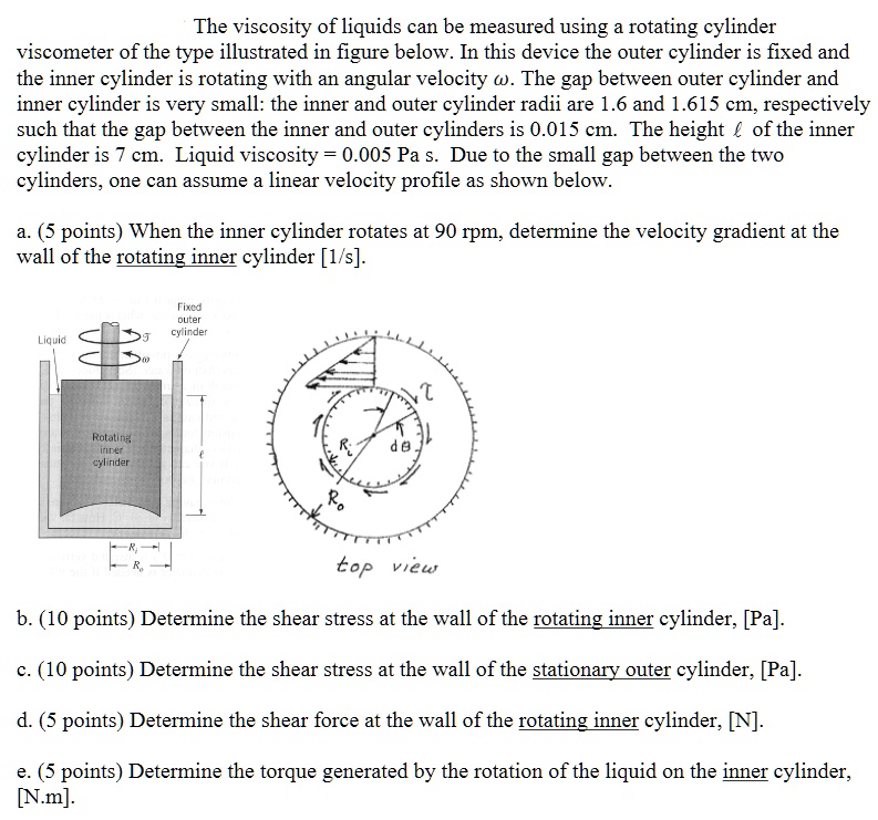 SOLVED The viscosity of liquids can be measured using a rotating