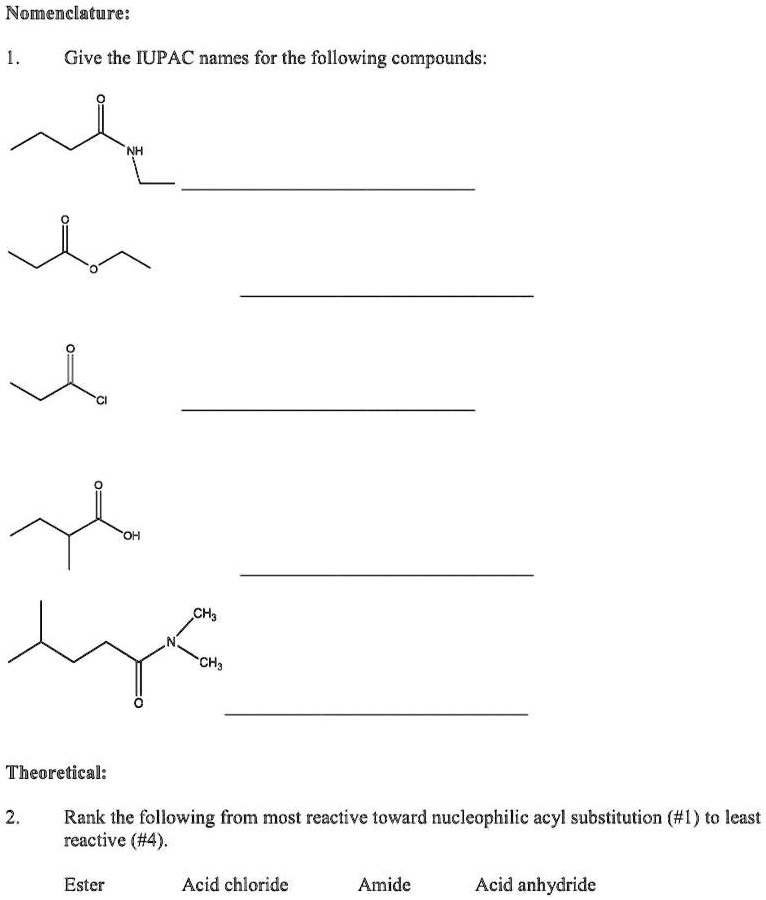 SOLVED: Nomenclature: Give the IUPAC names for the following compounds ...