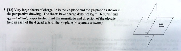 3. [12] Very large sheets of charge lie in the xz-plane and the yz ...