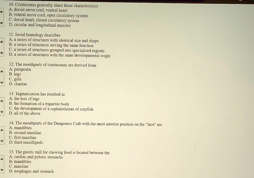 VIDEO solution 10. Crustaceans generally share these characteristics