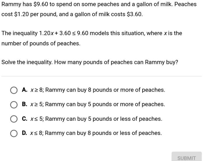 SOLVED Please help me with this math problem. Rammy has 9.60 to spend