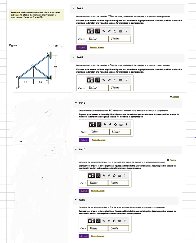 Determine the force in each member of the truss shown in (Figure 1 ...