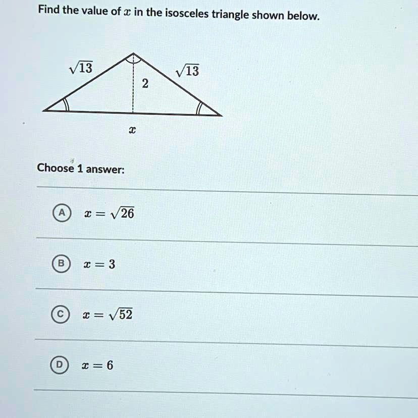 find the value of x and y in an isosceles triangle