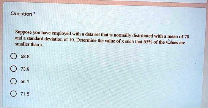 SOLVED: Question Suppose you have employed with and data set that is ...