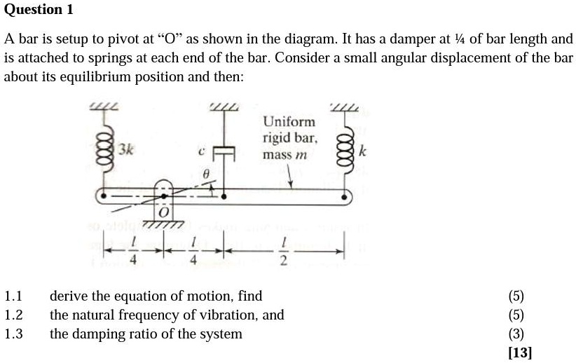 SOLVED: A bar is set up to pivot at O, as shown in the diagram. It has ...