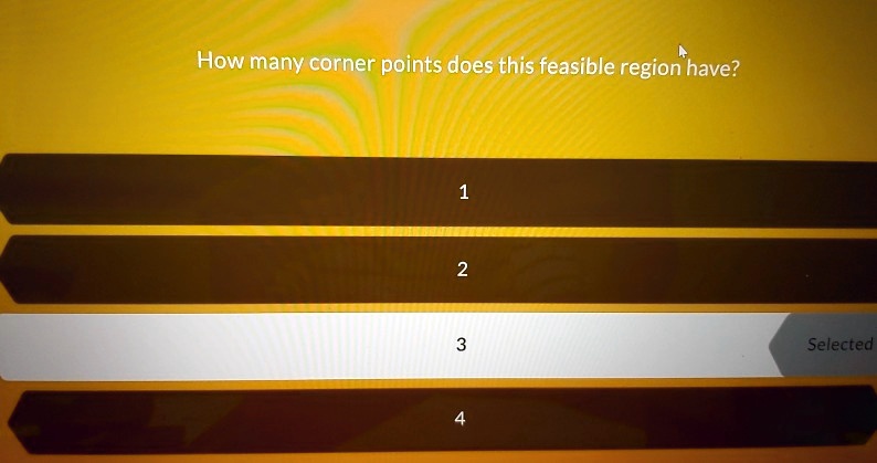 How many corner points does this feasible region have?
1
2
3
4