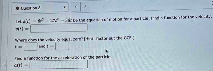 SOLVED: Find the function for the velocity of the particle. Let s(t ...