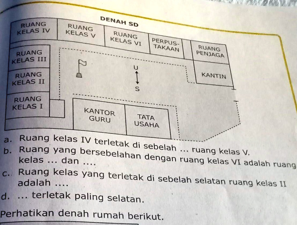 SOLVED: perhatikan denah sekolah berikut! RUANG KELAS IV DENAH RUANG SD ...