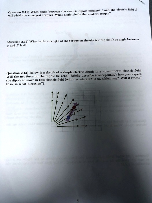 Question 2.11) What angle between the electric dipole moment p⃗ and the ...