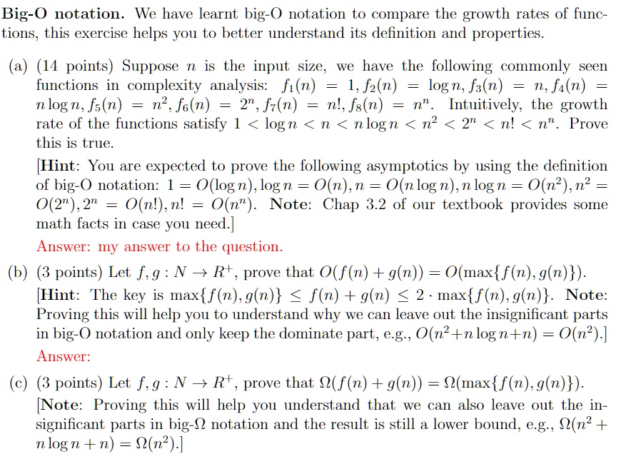 SOLVED: Big-O notation. We have learned big-O notation to compare the ...