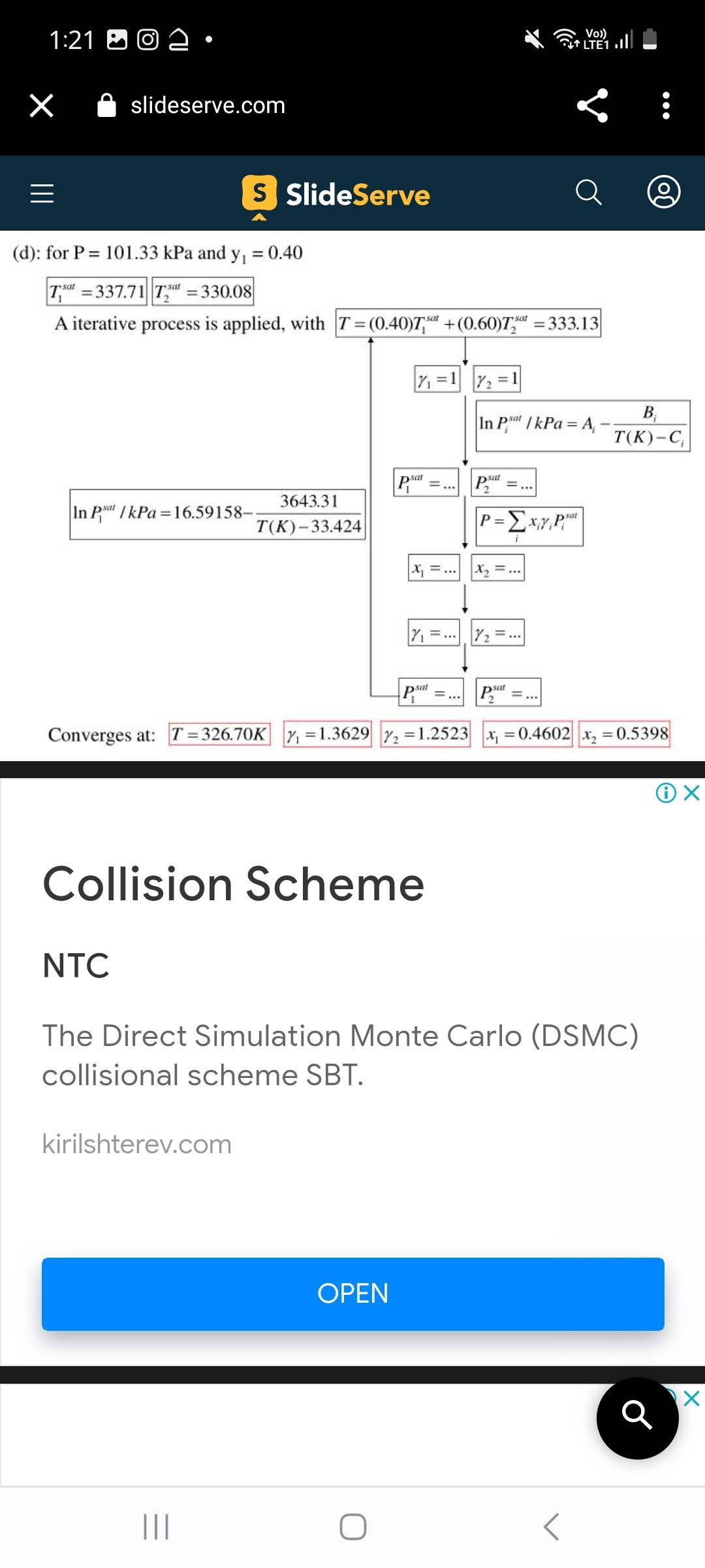   Converges at:     T=326.70 K     γ1=1.3629     γ2=1.2523     x1=0.4602     x2=0.5398 
  1 - 4          
(i) ×
Collision Scheme
NTC
The Direct Simulation Monte Carlo (DSMC) collisional scheme SBT.
kirilshterev.com
OPEN
