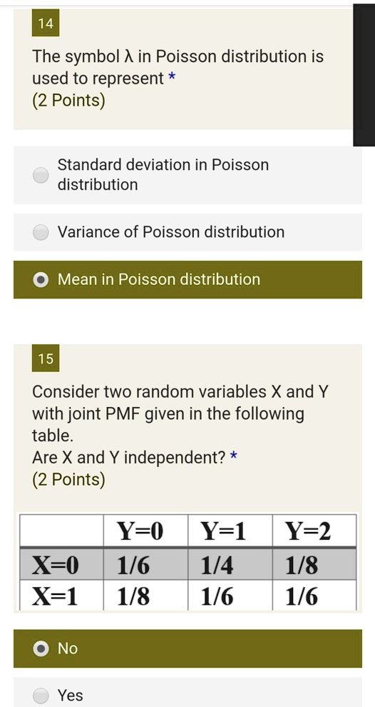 SOLVED: 14 The symbol A in Poisson distribution is used to represent ...