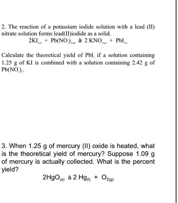SOLVED The reaction of potassium iodide solution with lead (II