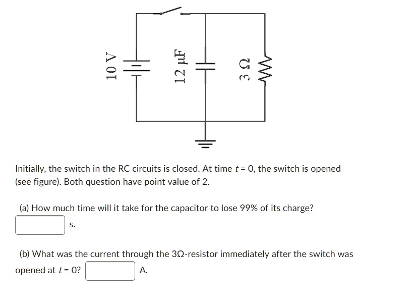 SOLVED 12 pF V 2 Initially, the switch in the RC circuits is closed