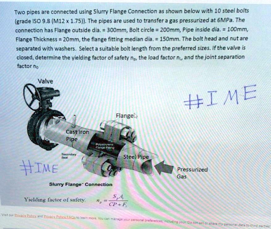 SOLVED: Two pipes are connected using Slurry Flange Connection as shown ...