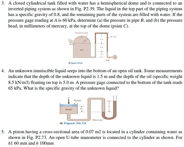 SOLVED: A closed cylindrical tank filled with water has a hemispherical ...