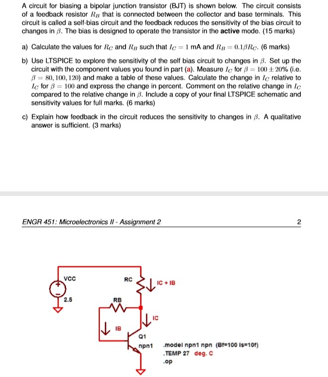 SOLVED A circuit for biasing a bipolar junction transistor (BJT) is