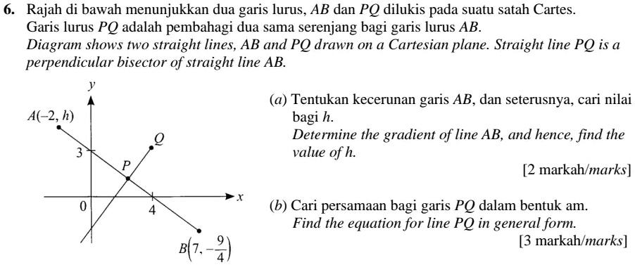 SOLVED: The diagram below shows two straight lines, AB and PQ, drawn on ...