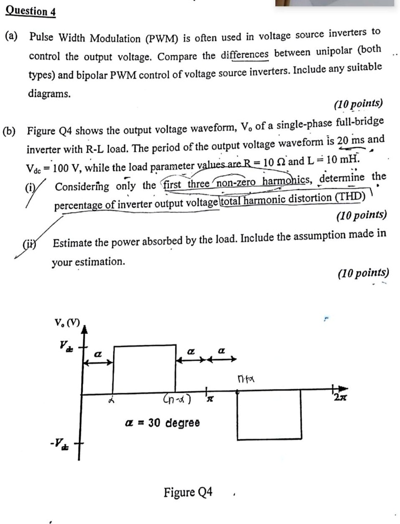 question 4 a diagrams 10 points figure q4 shows the output voltage ...