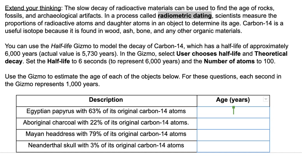 SOLVED Extend your thinking The slow decay of radioactive materials