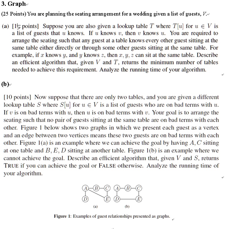 3. Graph+ (25 Points) You are planning the seating arrangement for a ...