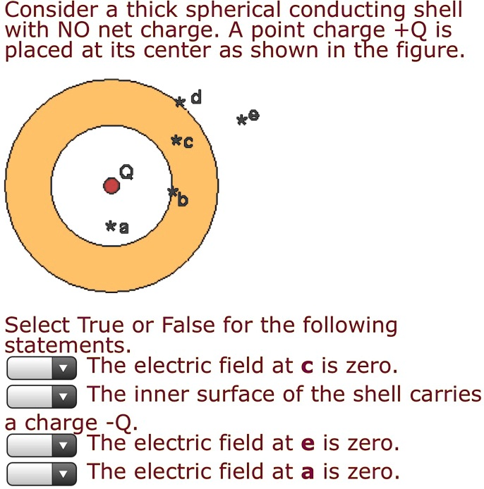 SOLVED Consider a thick spherical conducting shell with NO net charge